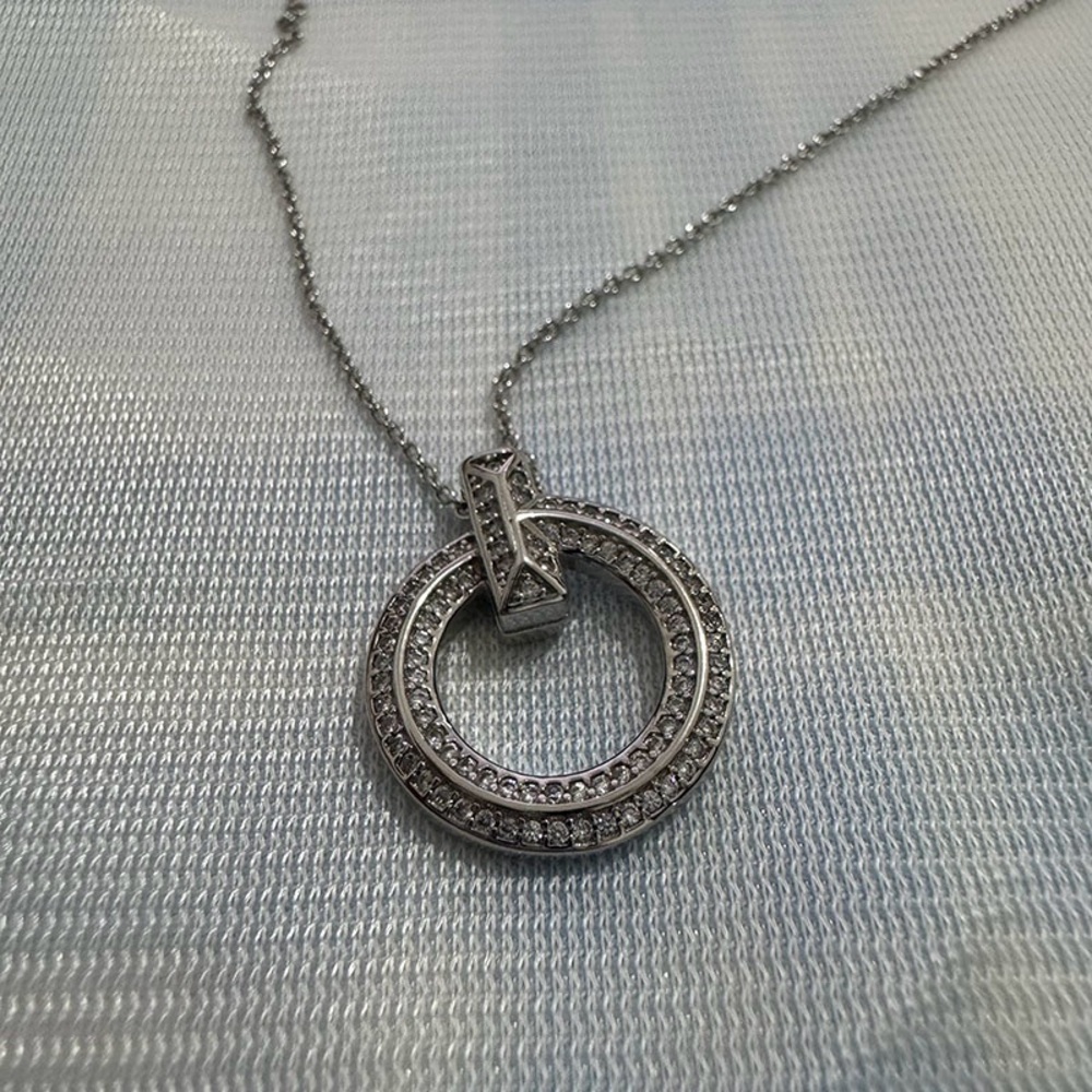 Tiffany & Co Silver Necklace With Diamond Hoop Pendant - Picture 4 of 4